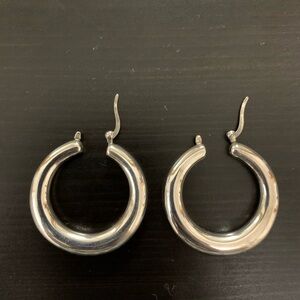 Sterling Silver Tube Hoop Earrings